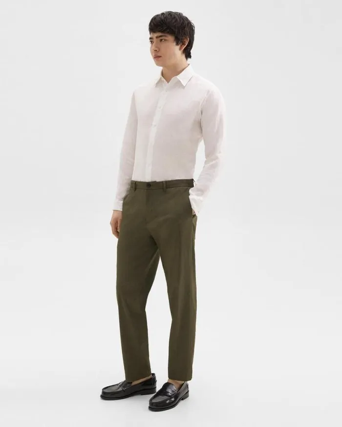 Suits Men Theory Curtis Drawstring Pant In Good Linen Dark Olive