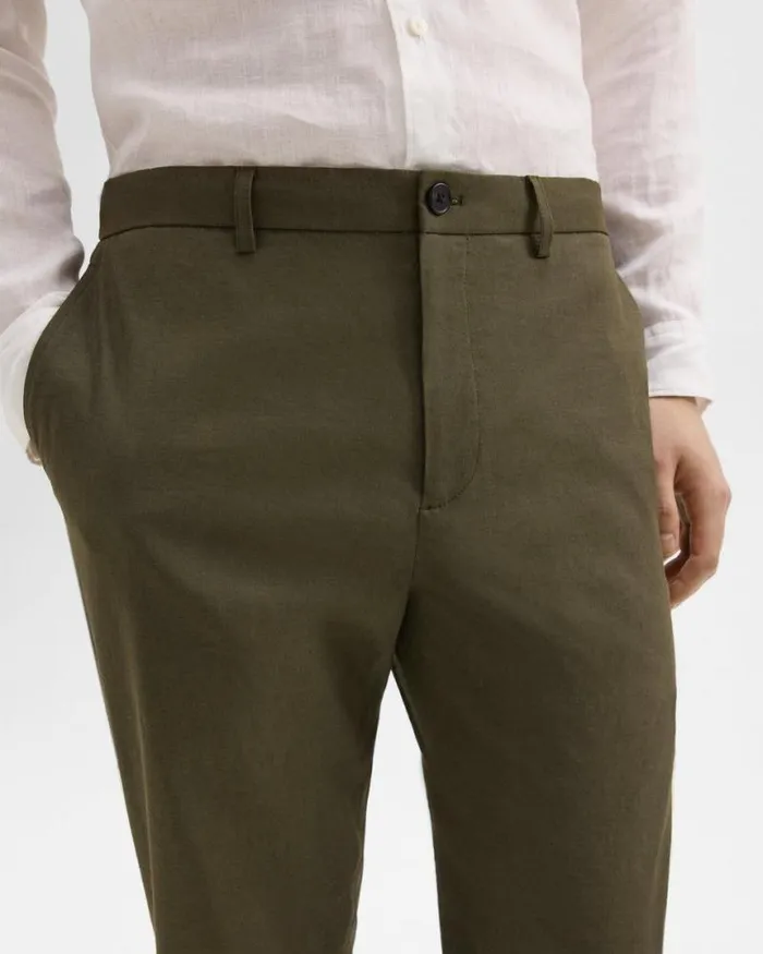 Suits Men Theory Curtis Drawstring Pant In Good Linen Dark Olive