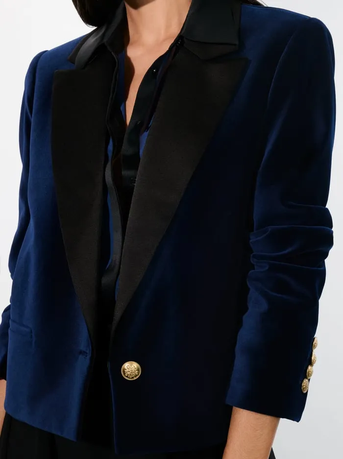 Suits Women Alice Olivia Devyn Velvet Blazer Midnight Blue