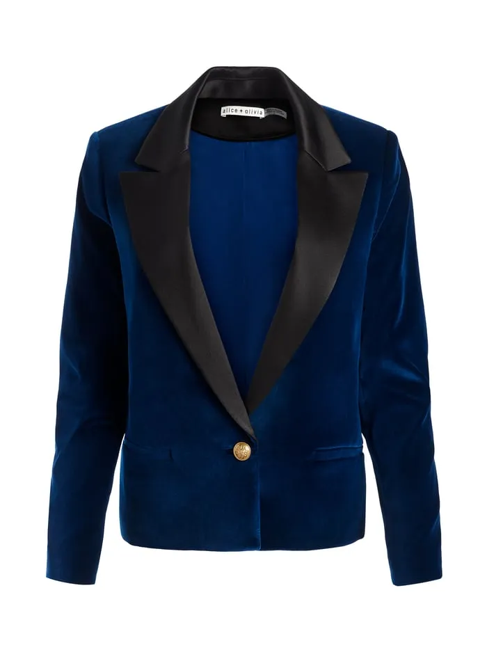 Suits Women Alice Olivia Devyn Velvet Blazer Midnight Blue