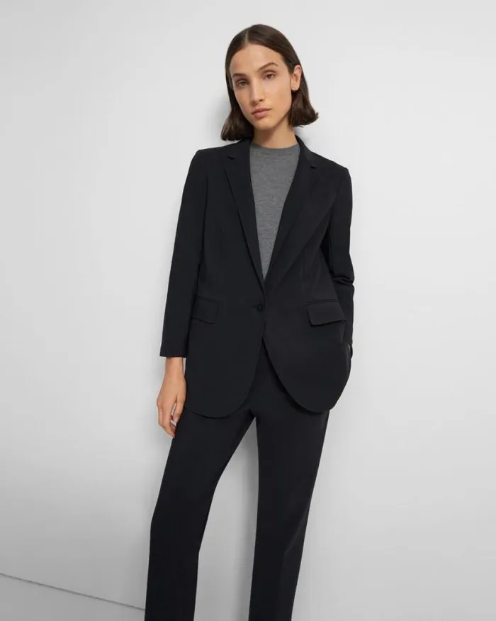 Suits Women Theory Casual Blazer In Precision Ponte Black