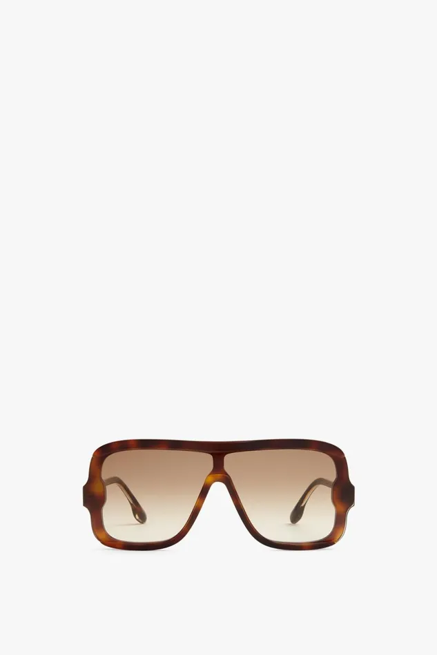Sunglasses Women Victoria Beckham Layered Mask Sunglasses In TortoiseBrown