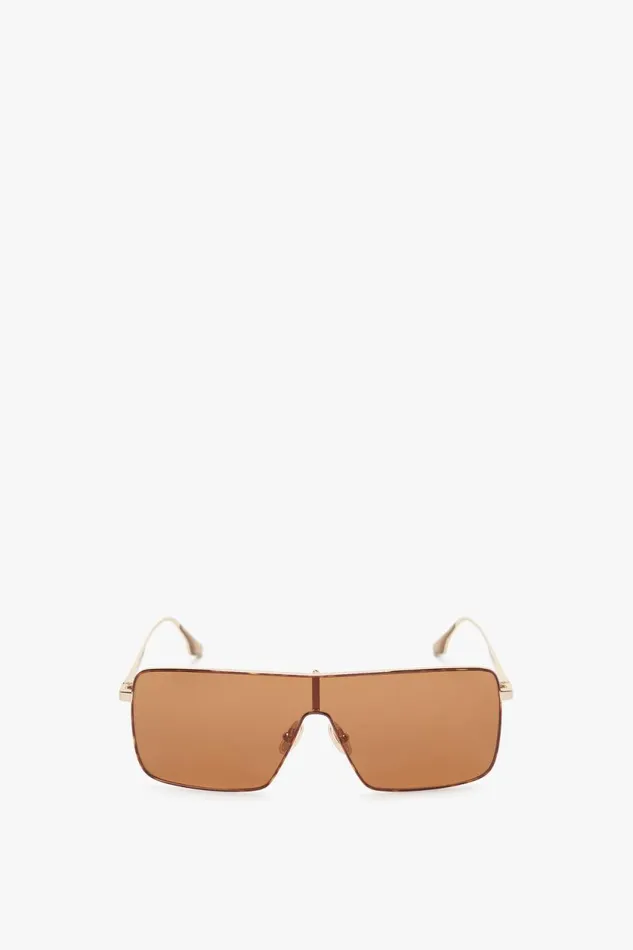 Sunglasses Women Victoria Beckham Rectangular Visor GoldFramed Sunglasses