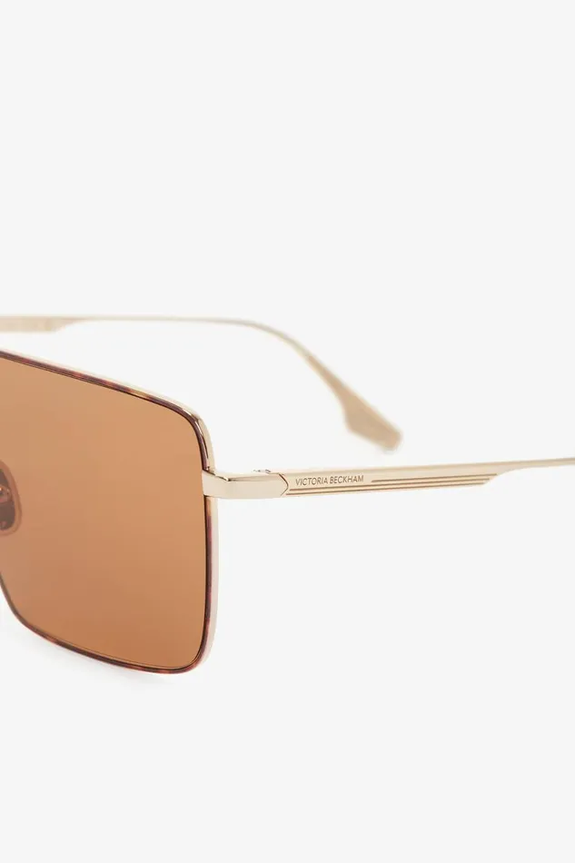 Sunglasses Women Victoria Beckham Rectangular Visor GoldFramed Sunglasses