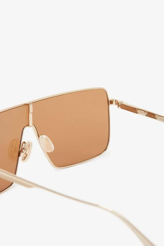 Sunglasses Women Victoria Beckham Rectangular Visor GoldFramed Sunglasses