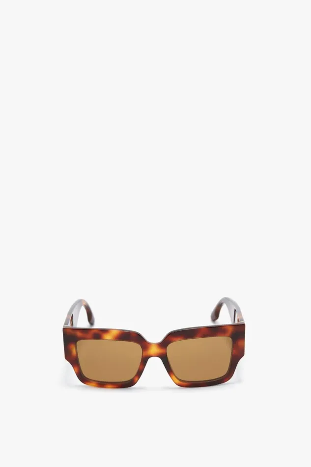 Sunglasses Women Victoria Beckham V Plaque Rectangular Frame Sunglasses In Tortoise Sunglasses Women Victoria Beckham V Plaque Rectangular Frame Sunglasses In Tortoise