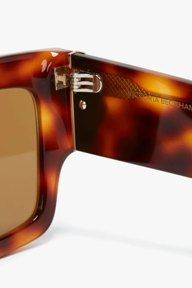 Sunglasses Women Victoria Beckham V Plaque Rectangular Frame Sunglasses In Tortoise
