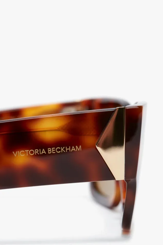 Sunglasses Women Victoria Beckham V Plaque Rectangular Frame Sunglasses In Tortoise