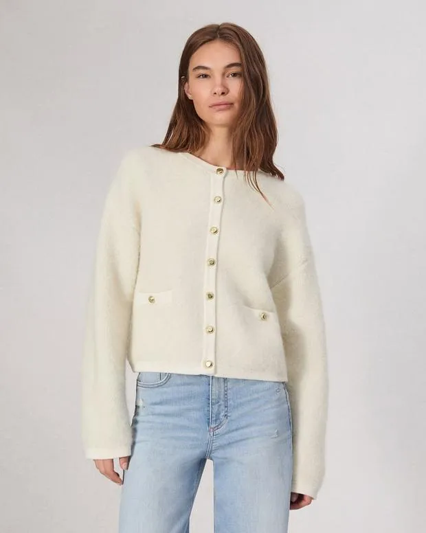 Sweaters and Sweatshirts Women Rag and Bone Kaia Boucle Cardigan Ivory