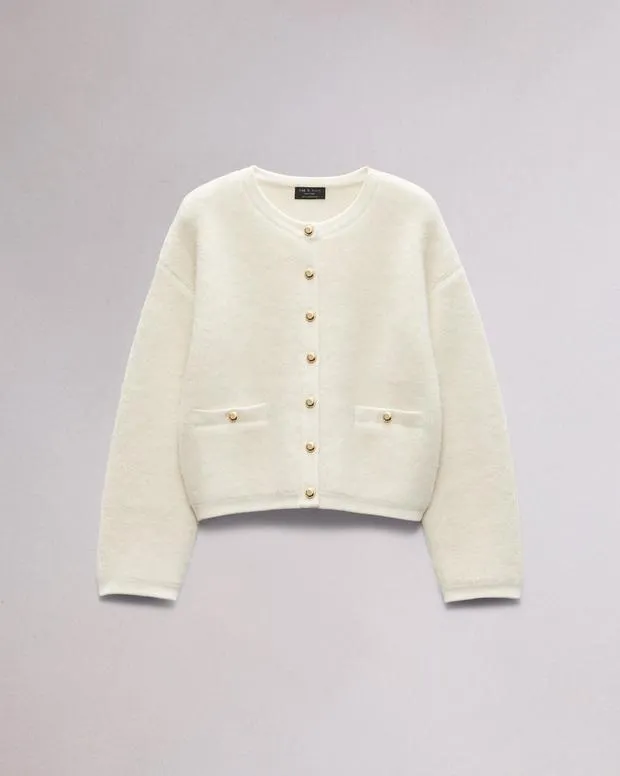 Sweaters and Sweatshirts Women Rag and Bone Kaia Boucle Cardigan Ivory