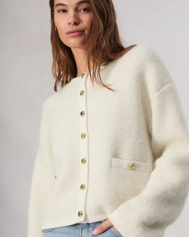 Sweaters and Sweatshirts Women Rag and Bone Kaia Boucle Cardigan Ivory