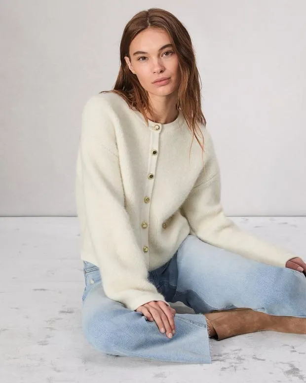 Sweaters and Sweatshirts Women Rag and Bone Kaia Boucle Cardigan Ivory