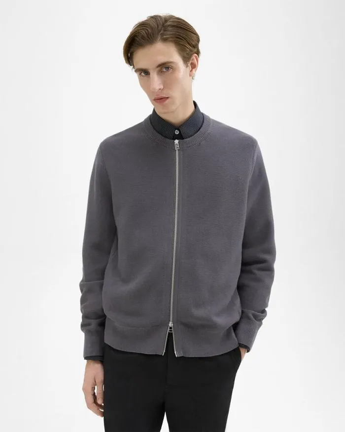 Sweaters Cardigans Men Theory NylonWool Combo Cardigan Graphite