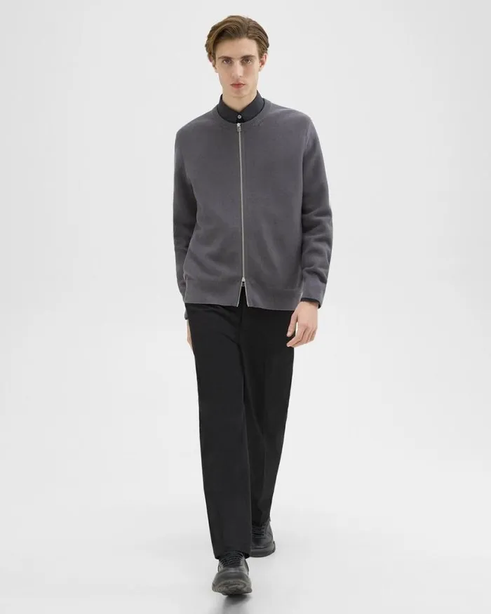 Sweaters Cardigans Men Theory NylonWool Combo Cardigan Graphite