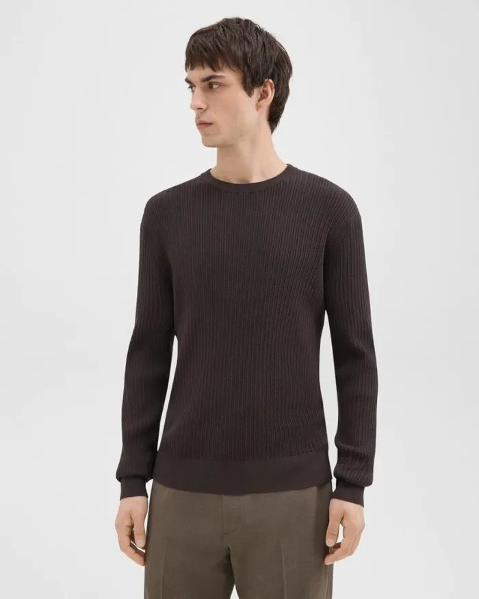 Sweaters Cardigans Men Theory Riland Sweater In Light Bilen Hickory Sweaters Cardigans Men Theory Riland Sweater In Light Bilen Hickory
