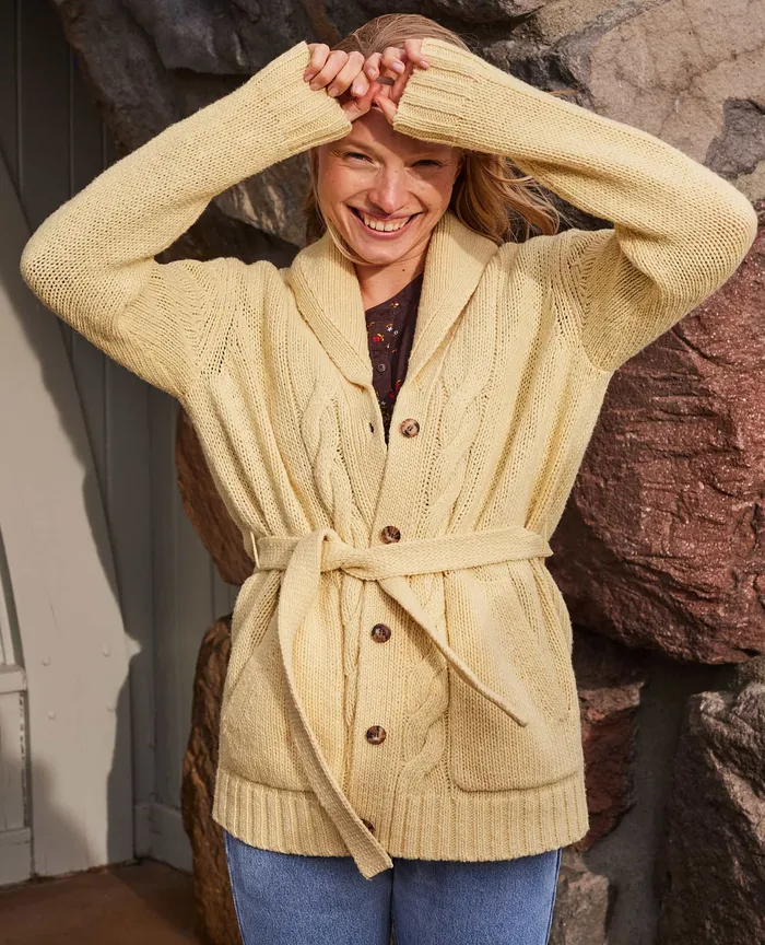Sweaters Women8217s Ginn Cable Cardigan Straw ToadandCo