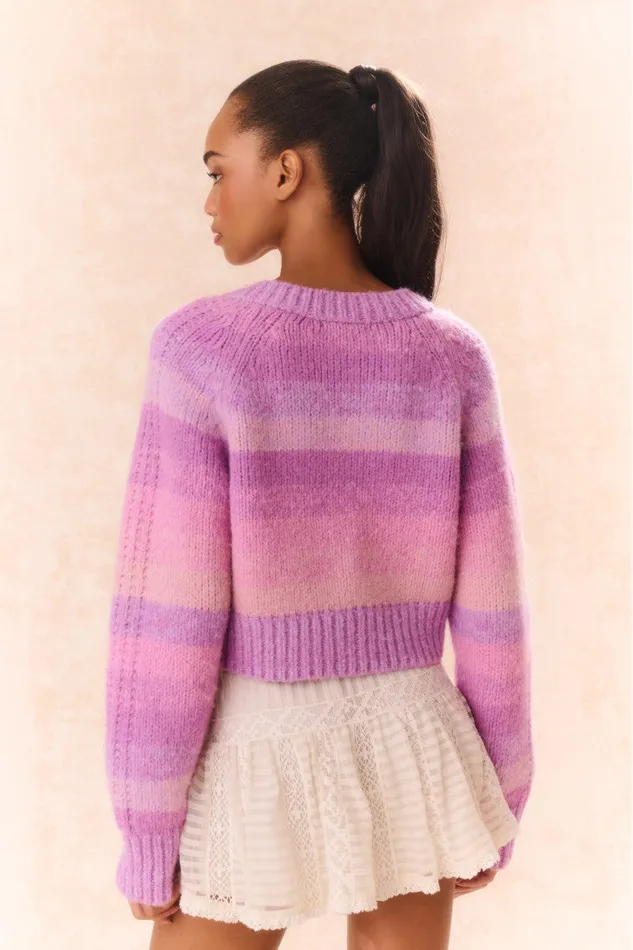 Sweaters Women LoveShackFancy Barbarelle Alpaca Striped Pullover Sugar Plum
