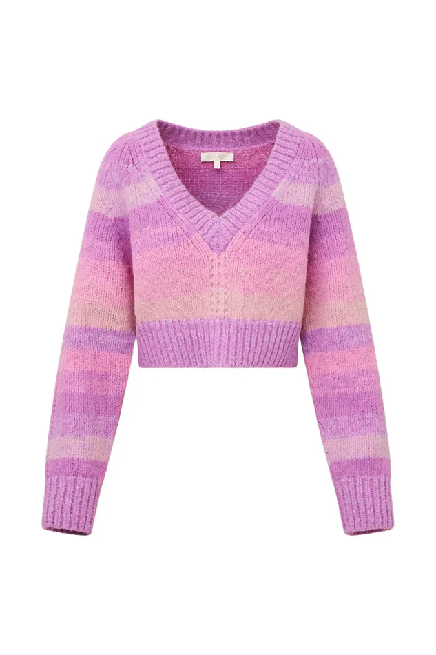 Sweaters Women LoveShackFancy Barbarelle Alpaca Striped Pullover Sugar Plum
