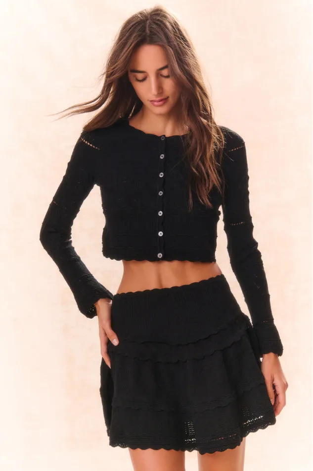 Sweaters Women LoveShackFancy Media Pointelle Knit Cardigan Black