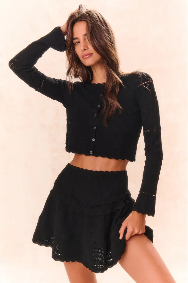 Sweaters Women LoveShackFancy Media Pointelle Knit Cardigan Black