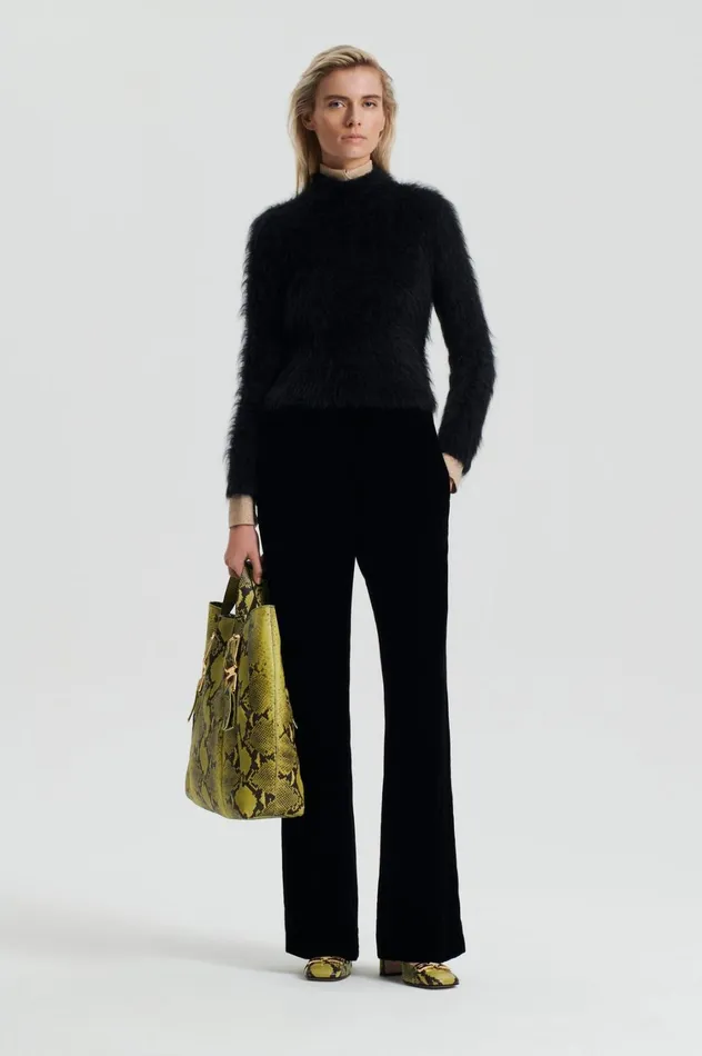 Sweaters Women Scanlan Theodore BRUSHED MOHAIR SLIM SWEATER Black