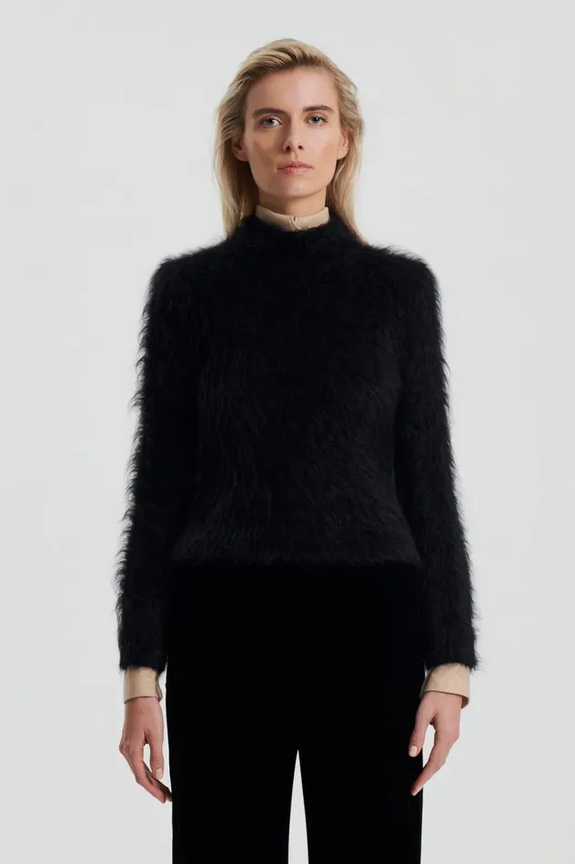Sweaters Women Scanlan Theodore BRUSHED MOHAIR SLIM SWEATER Black Sweaters Women Scanlan Theodore BRUSHED MOHAIR SLIM SWEATER Black