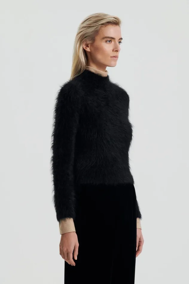 Sweaters Women Scanlan Theodore BRUSHED MOHAIR SLIM SWEATER Black Sweaters Women Scanlan Theodore BRUSHED MOHAIR SLIM SWEATER Black