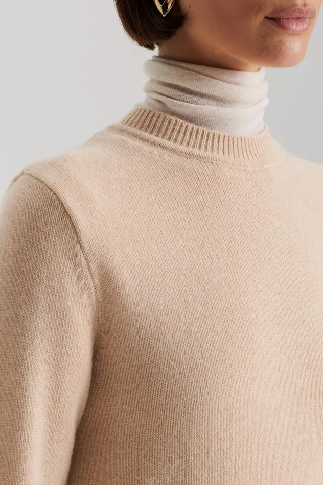 Sweaters Women Scanlan Theodore CASHMERE CREW SWEATER Oat Sweaters Women Scanlan Theodore CASHMERE CREW SWEATER Oat