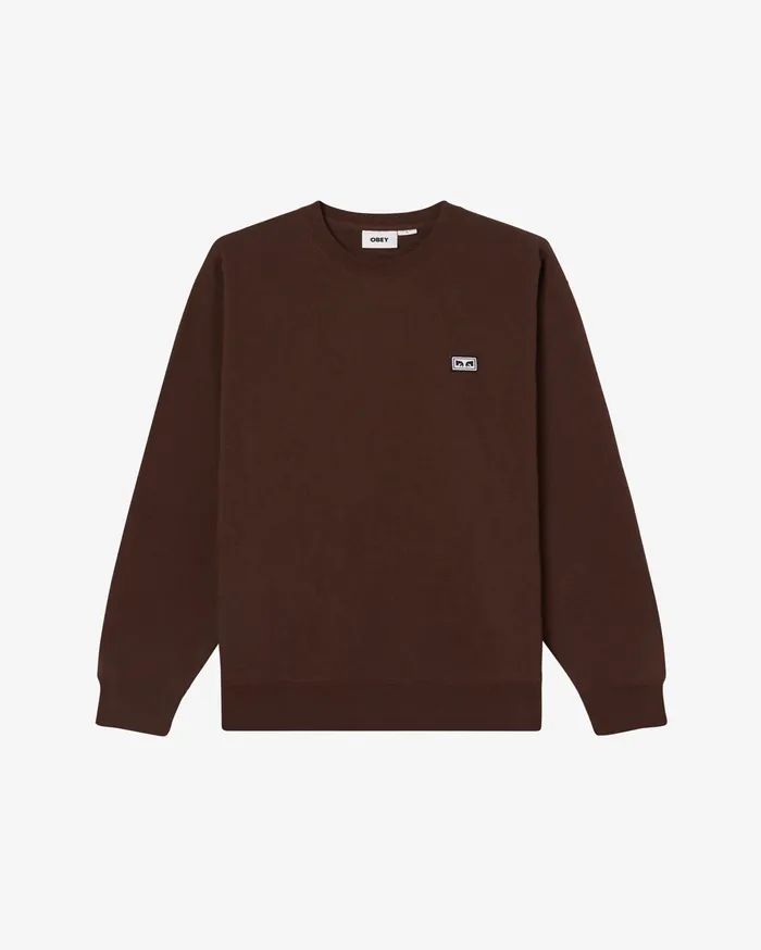 SWEATSHIRTS OBEY Clothing Men EST WORKS EYES CREWNECK Java Brown