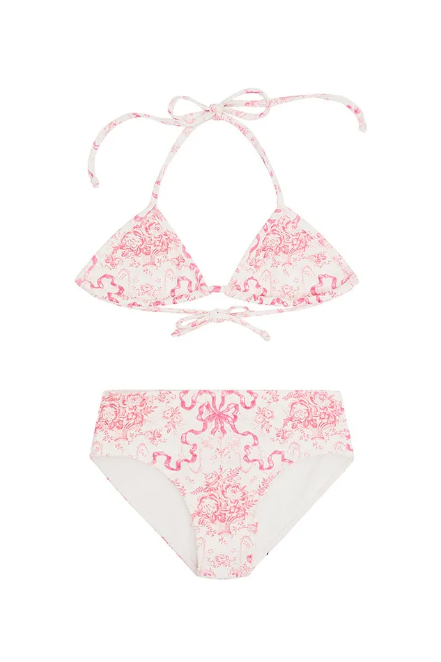Swim WomenKids LoveShackFancy Girls Printed Finnie Bikini Swim Set Bubblegum Blast