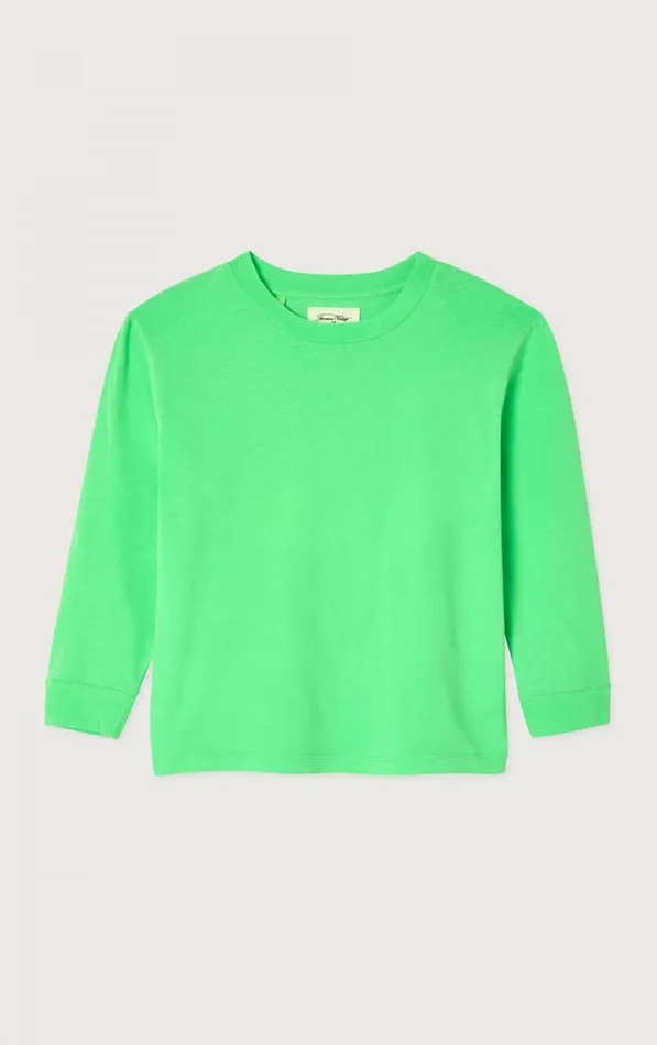 TShirt Gamipy Flashy Green Kids American Vintage Long Sleeve TShirts