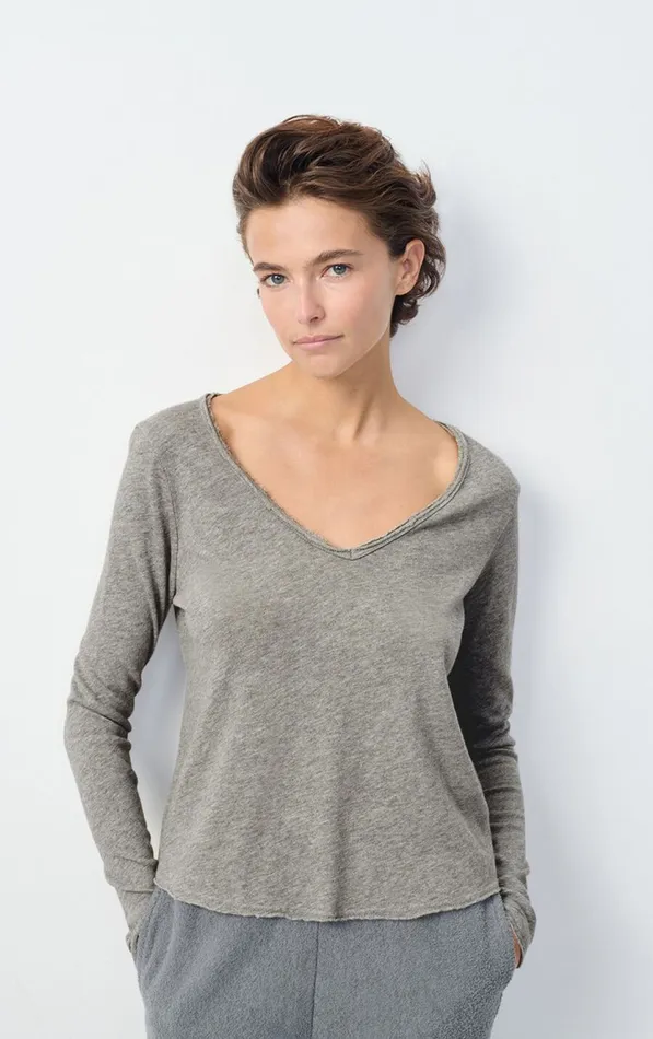 TShirt Sonoma Heather Grey Women American Vintage Long Sleeve TShirts