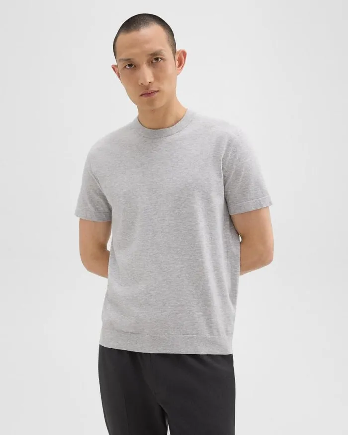 TShirts Polos Men Theory Sarior Tee In Light Bilen Silver Heather