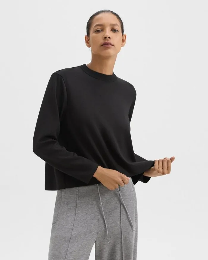 TShirts Tank Tops Women Theory ALine Sweatshirt In DoubleKnit Jersey Black