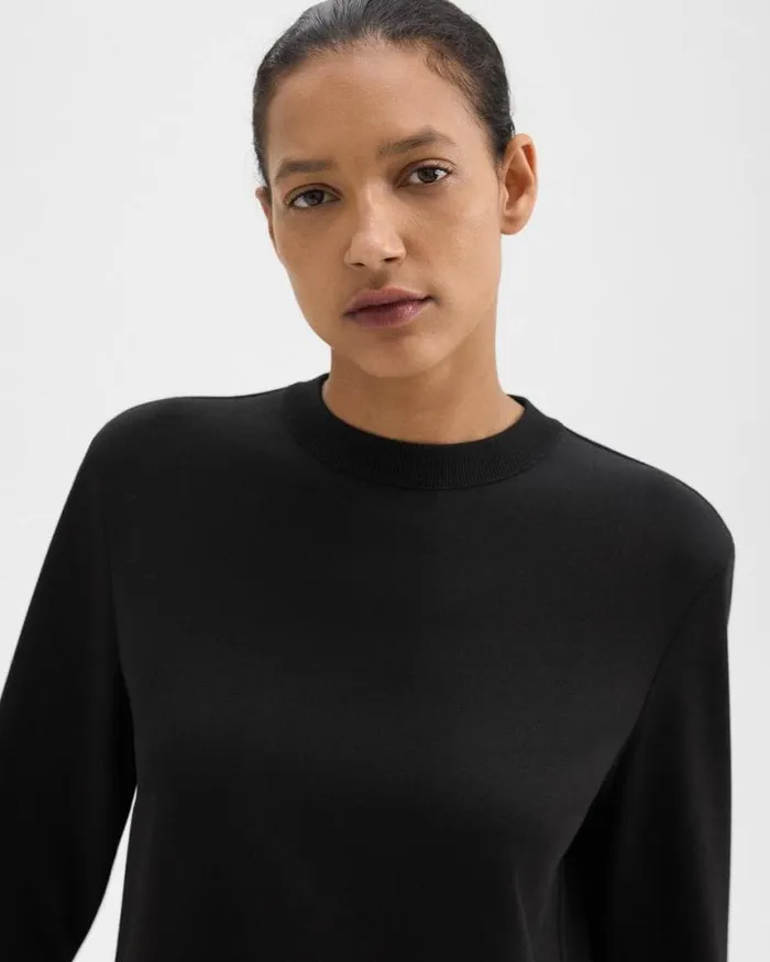 TShirts Tank Tops Women Theory ALine Sweatshirt In DoubleKnit Jersey Black TShirts Tank Tops Women Theory ALine Sweatshirt In DoubleKnit Jersey Black