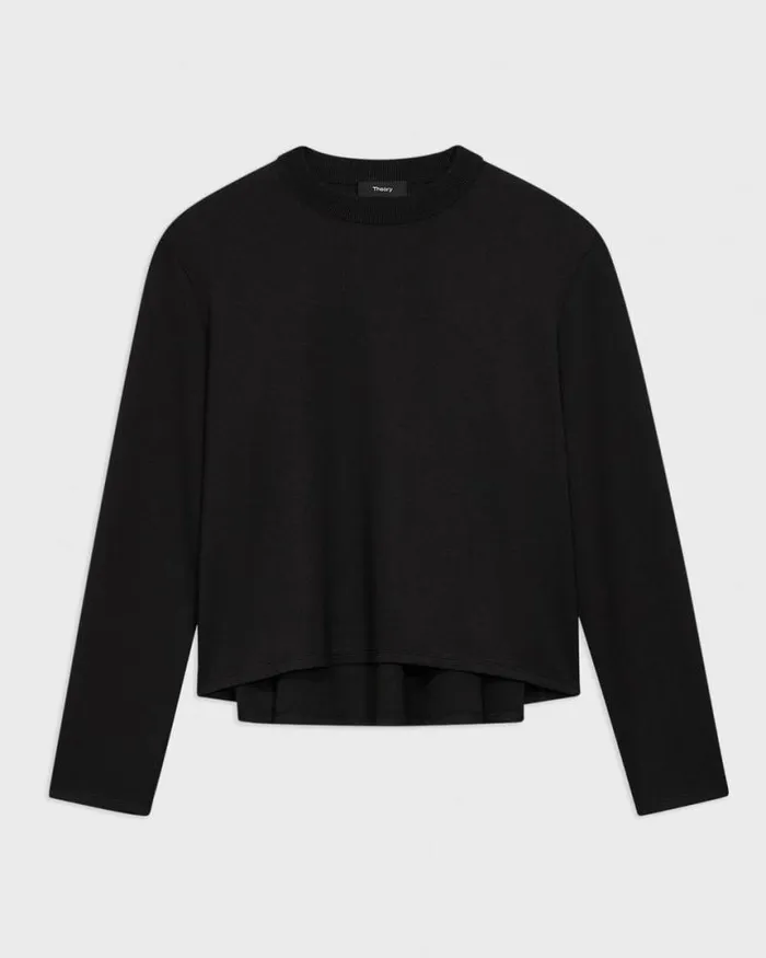 TShirts Tank Tops Women Theory ALine Sweatshirt In DoubleKnit Jersey Black TShirts Tank Tops Women Theory ALine Sweatshirt In DoubleKnit Jersey Black