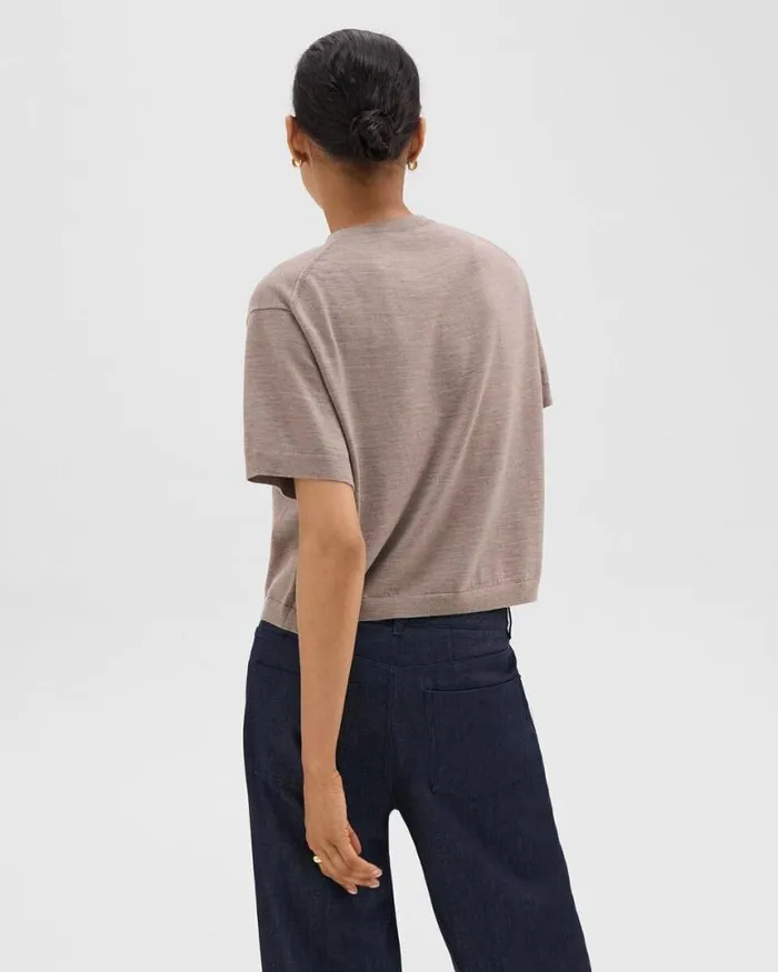 TShirts Tank Tops Women Theory Boxy Tee In Regal Wool Light Cinder