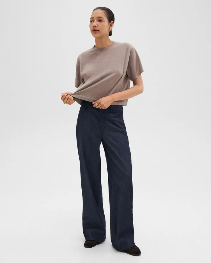 TShirts Tank Tops Women Theory Boxy Tee In Regal Wool Light Cinder