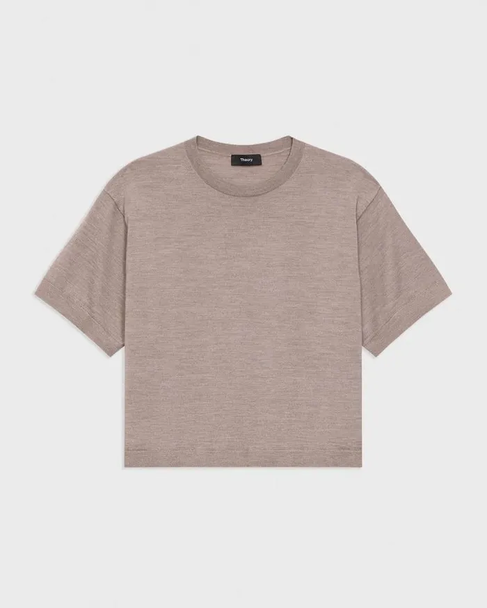 TShirts Tank Tops Women Theory Boxy Tee In Regal Wool Light Cinder