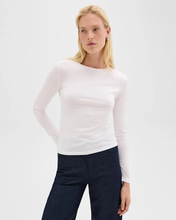 TShirts Tank Tops Women Theory Tiny LongSleeve Tee In Organic Cotton White TShirts Tank Tops Women Theory Tiny LongSleeve Tee In Organic Cotton White