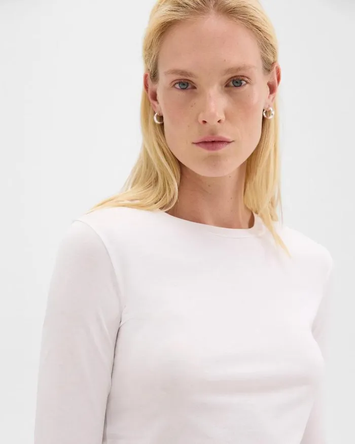 TShirts Tank Tops Women Theory Tiny LongSleeve Tee In Organic Cotton White TShirts Tank Tops Women Theory Tiny LongSleeve Tee In Organic Cotton White