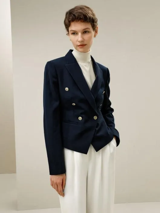 Tailored DoubleBreasted Blazer Women Lilysilk Knitwear