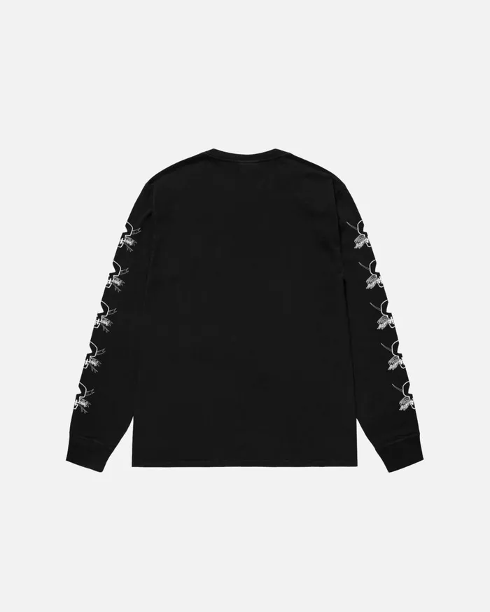 Tees MenWomen Stussy FOILS LS TEE PIGMENT DYED Black