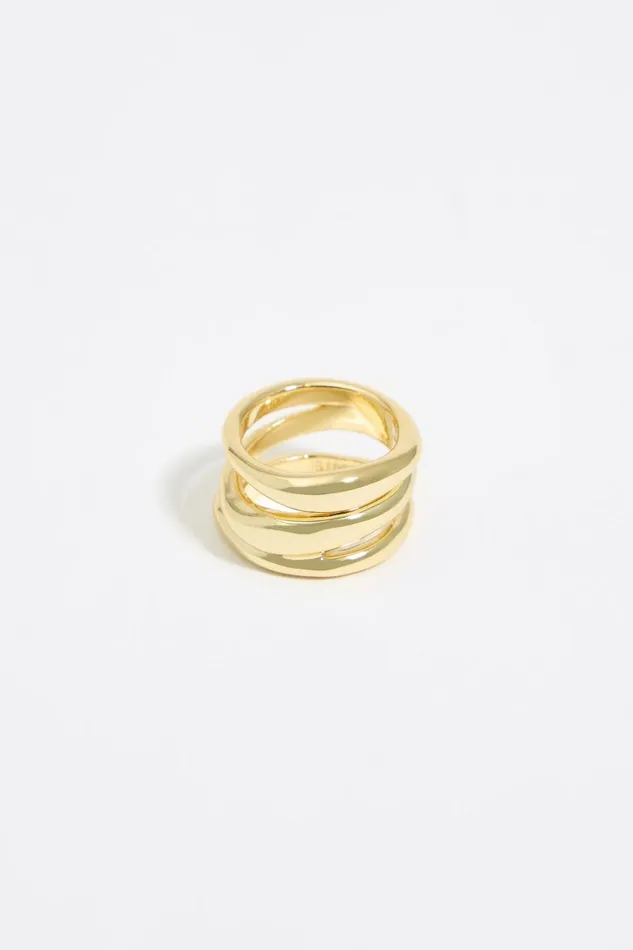 Textured Gold Threeband Ring Gold Women Bimba Y Lola Jewelry