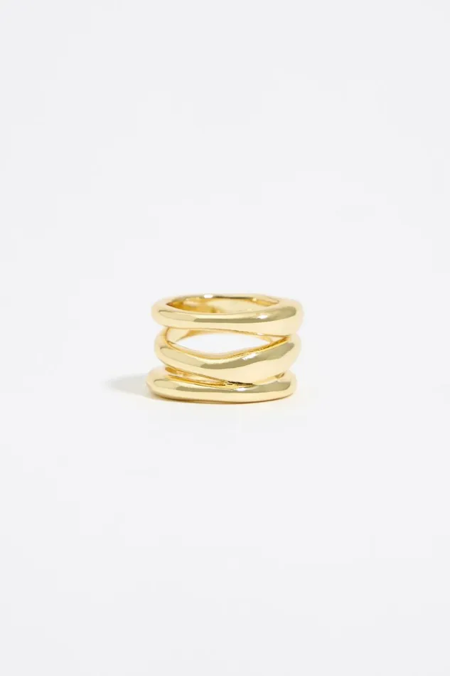 Textured Gold Threeband Ring Gold Women Bimba Y Lola Jewelry Textured Gold Threeband Ring Gold Women Bimba Y Lola Jewelry