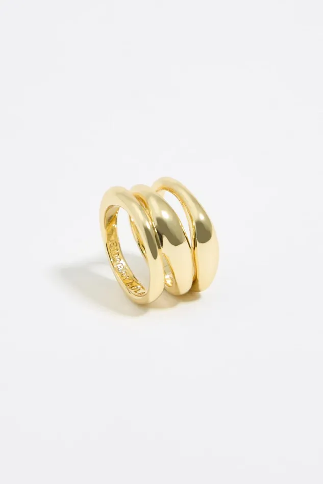 Textured Gold Threeband Ring Gold Women Bimba Y Lola Jewelry Textured Gold Threeband Ring Gold Women Bimba Y Lola Jewelry