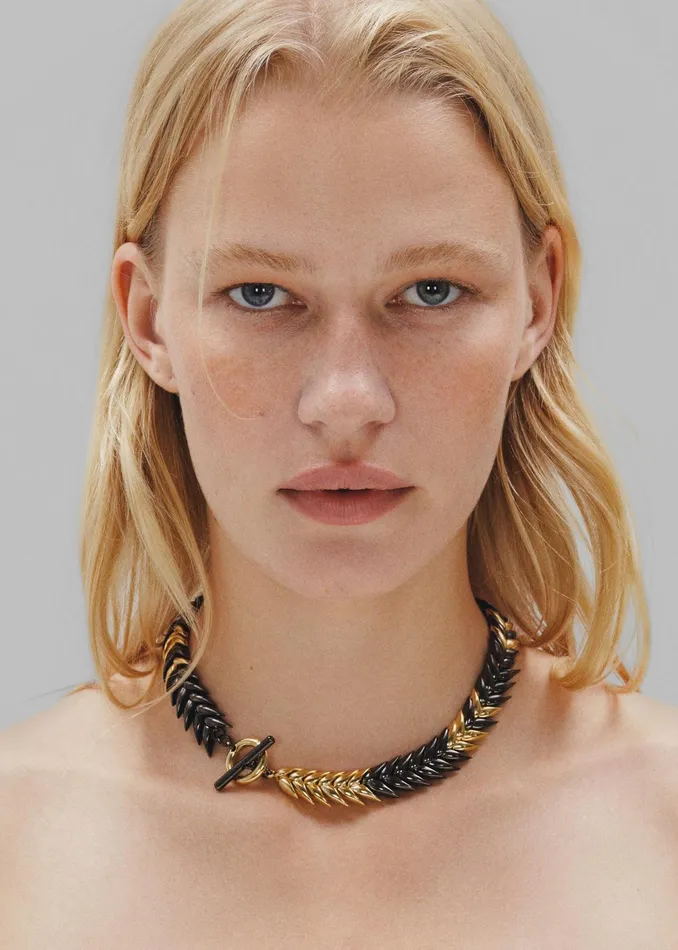 The Frankie Shop Bevza Burned Spikelet Necklace 8211 GoldBlack 8211 Women