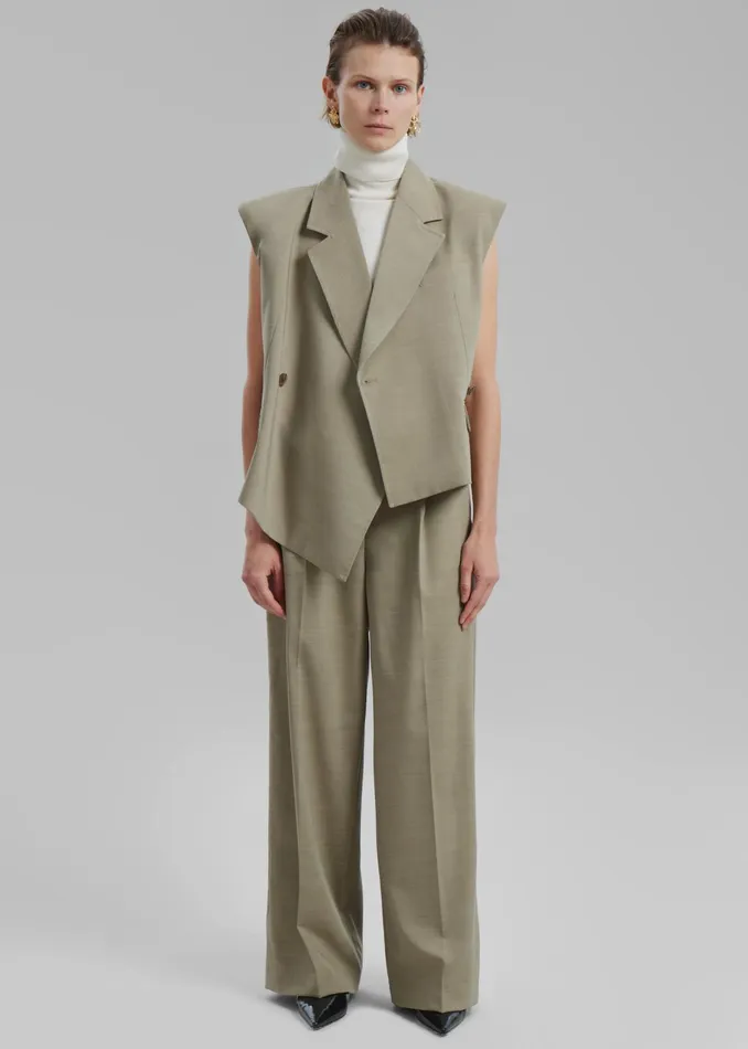 The Frankie Shop Bottoms Alia Wide Leg Trousers 8211 Beige 8211 Women