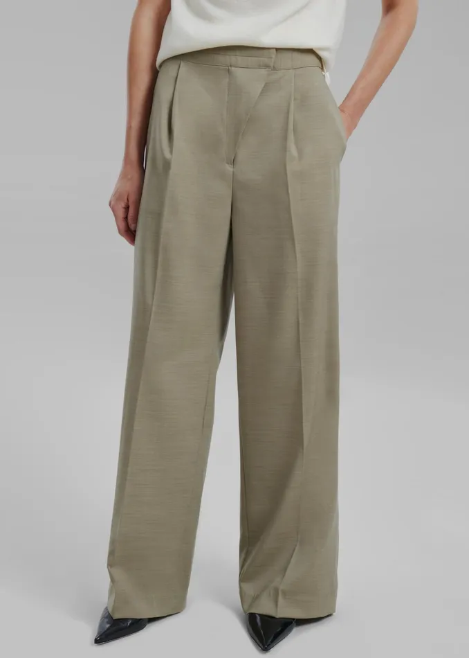The Frankie Shop Bottoms Alia Wide Leg Trousers 8211 Beige 8211 Women