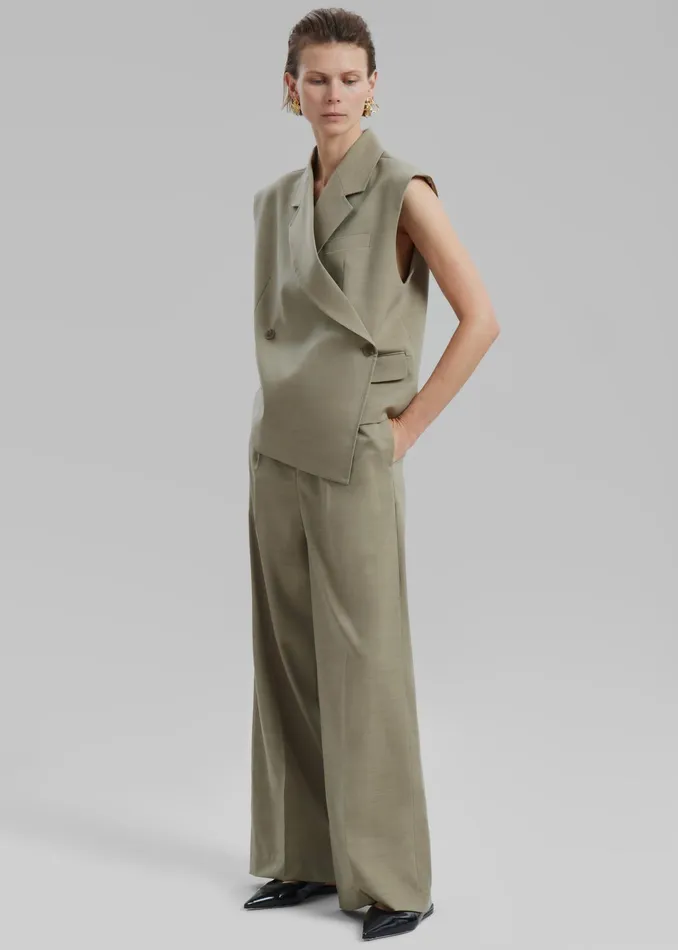 The Frankie Shop Bottoms Alia Wide Leg Trousers 8211 Beige 8211 Women